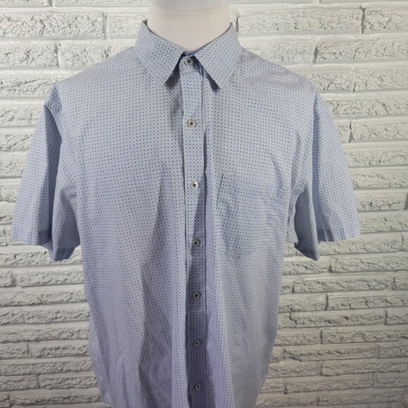 Van Heusen Mens Shirt XXL 18 18.5 Classic Blue Circles Lightweight GEO78XE - Picture 3 of 7